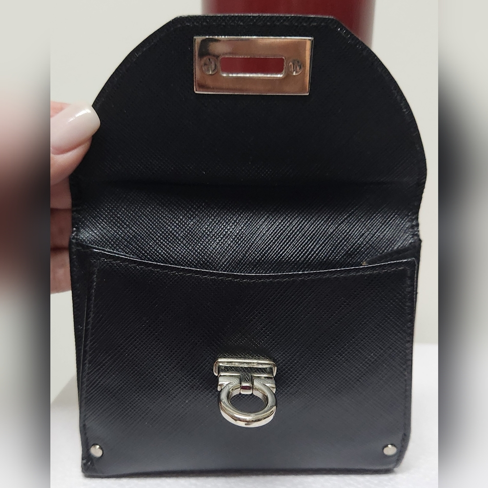 Salvatore Ferragamo Gancini Bifold Flap Snap Wallet